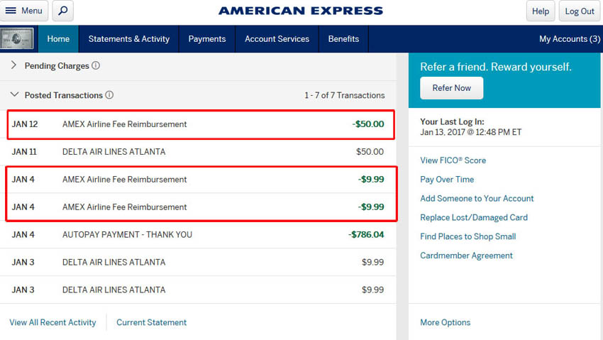 American Express Airline Fee Credit | Credit Card Travel Benefits | American Express Platinum Benefits | American Express Premiere Rewards Gold Benefits