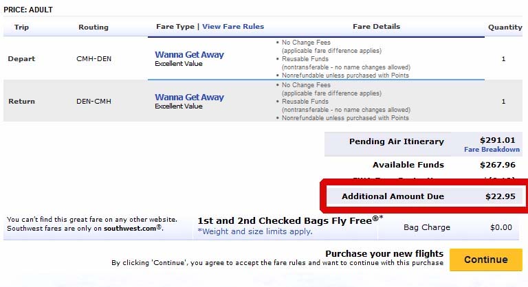 Southwest Airlines Flight Change