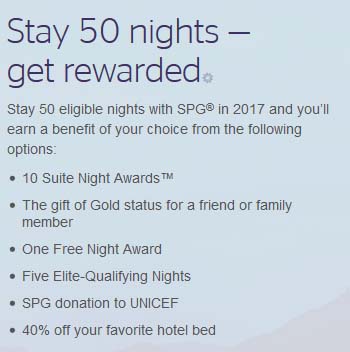 SPG Platinum 50 nights benefit