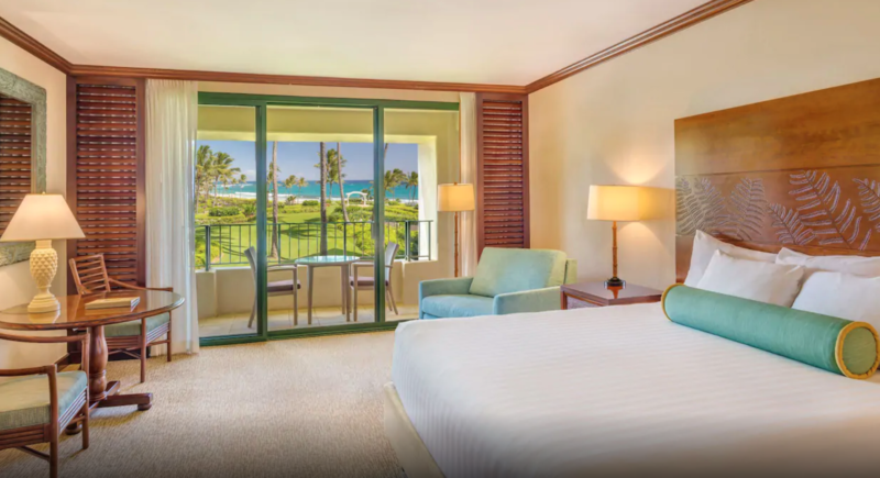 King bed ocean view room at Grand Hyatt Kauai