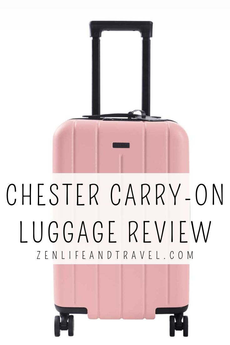 Chester Luggage Review: The Chester Minima Carry-On Spinner Suitcase | This sleek, compact suitcase is perfect for your next weekend getaway. Chester offers free shipping and free returns, plus I have a Chester Luggage COUPON CODE for you #travel #carryon #weekendtrip #luggage #chesterluggage #luggagereview #couponcode #hardshellluggage #suitcase