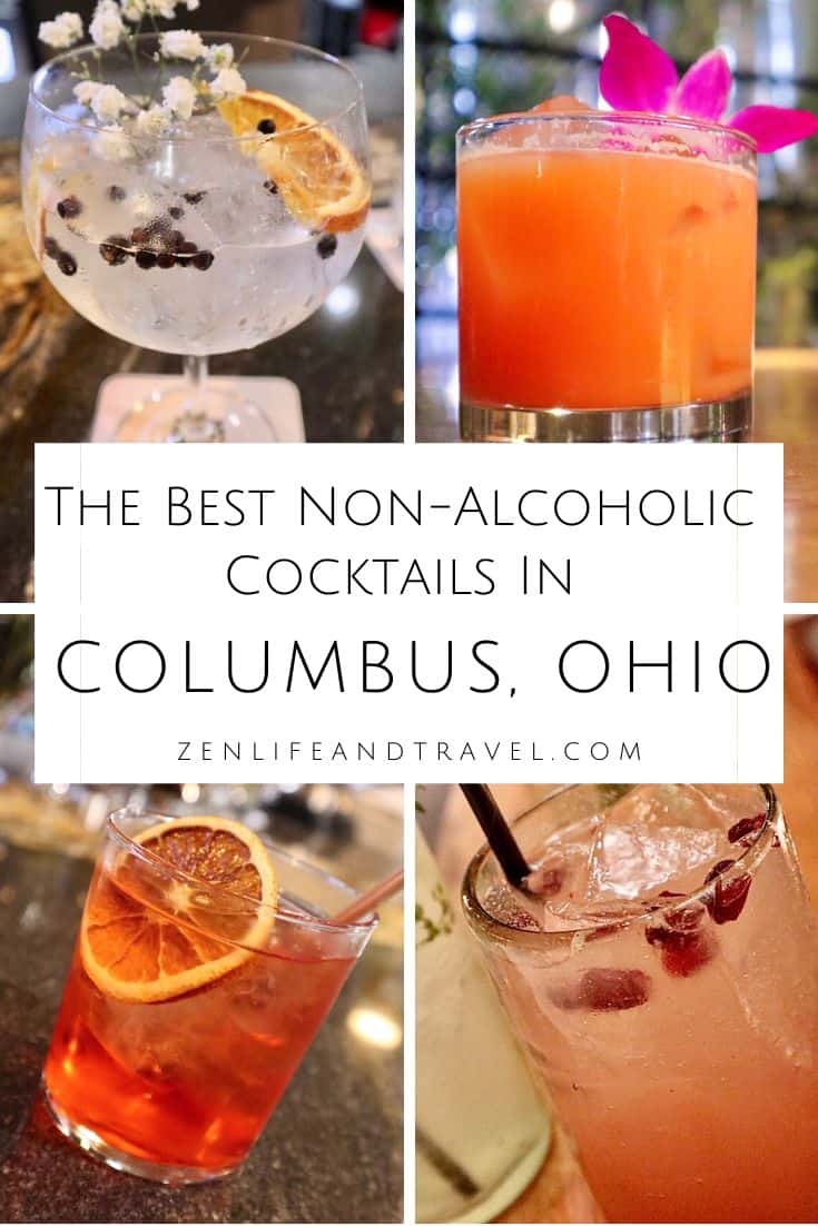 BEST NON ALCOHOLIC COCKTAILS IN COLUMBUS, OHIO | You can still find a great cocktail even if you're not drinking alcohol. These non-alcoholic cocktails in Columbus deserve so much more than the "mocktail" label. #columbus #ohio #mocktail #dryjanuary #soberoctober #columbusrestaurants #sober #nonalcoholic #sobercolumbus #cocktailsincolumbus #foodietravel #zeroproof #noproof #seedlip