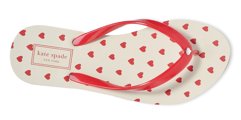 Kate Spade heart print flip flops