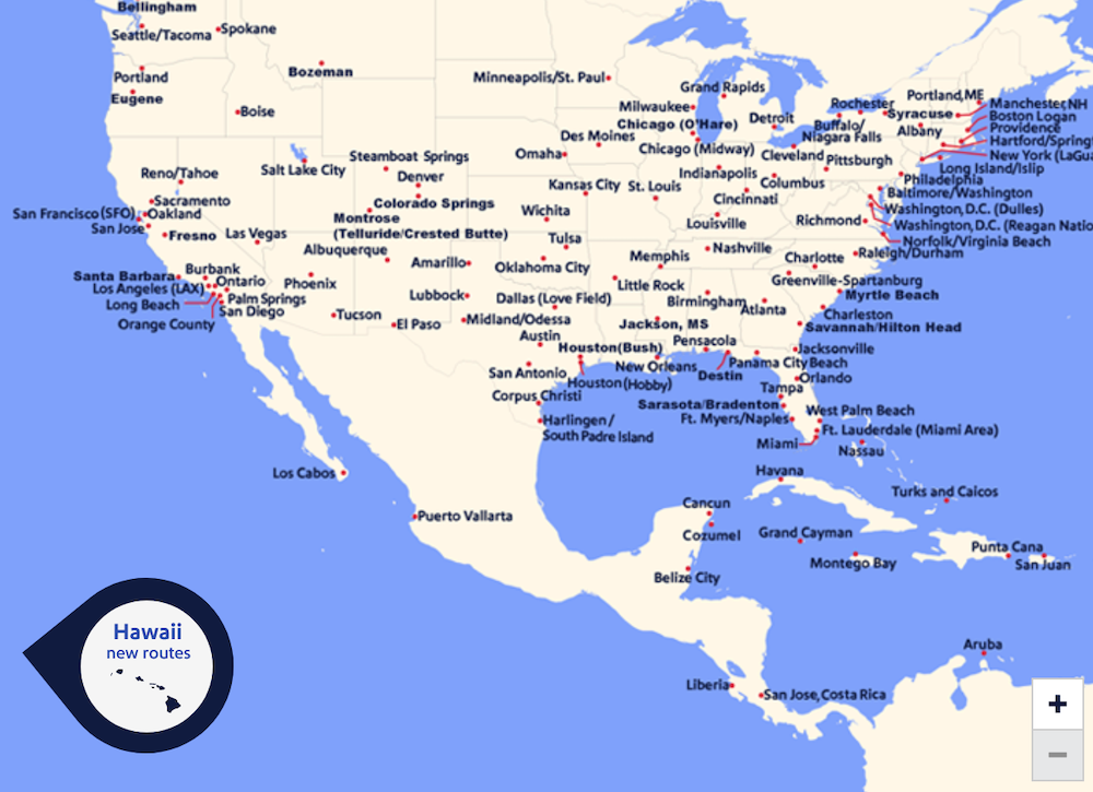 Southwest route map